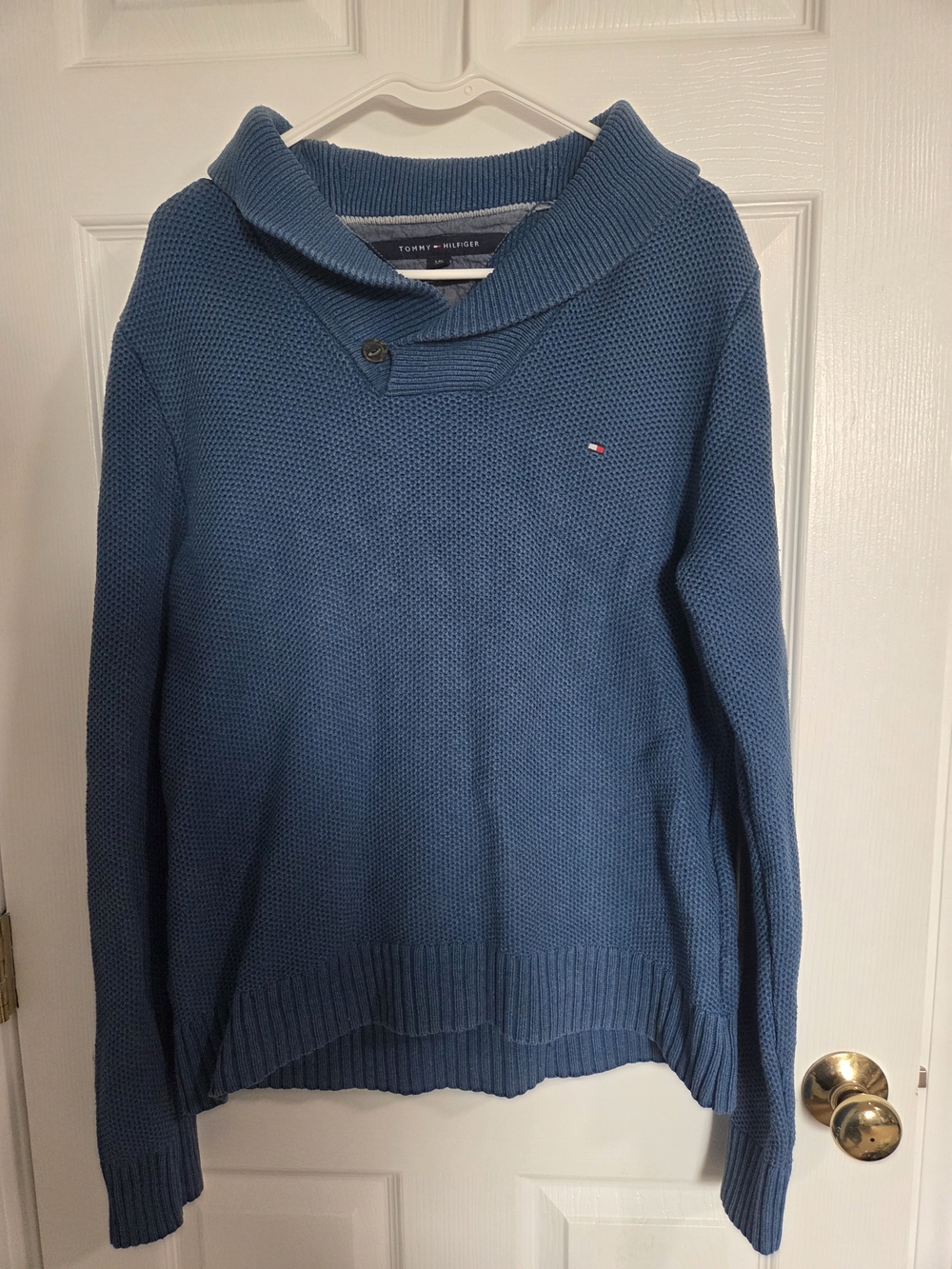 Tommy Hilfiger Men’s Blue Shawl-Collar Knit Sweater
